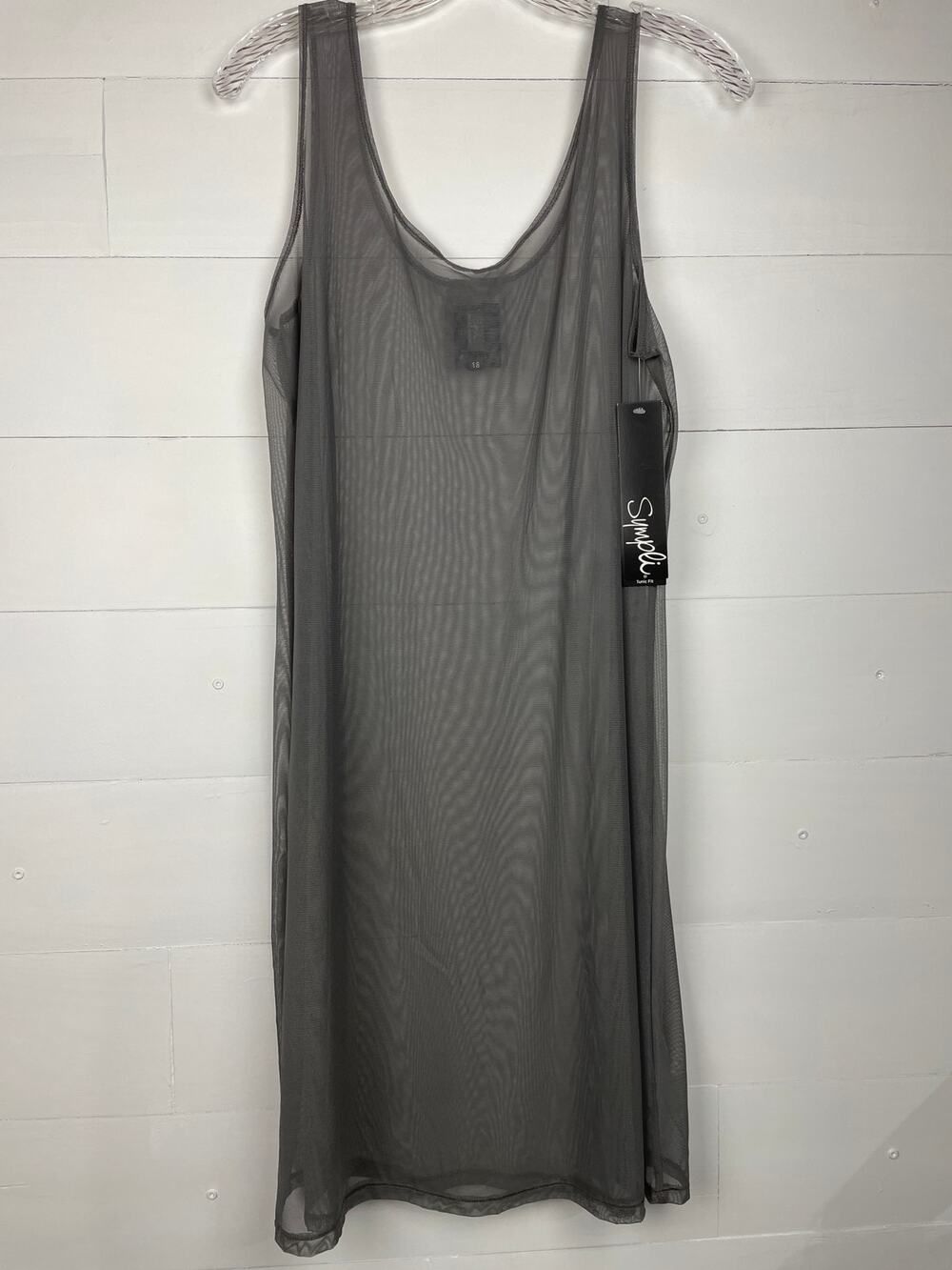 Sympli Grey Mesh Sleeveless Lean Under Tunic Layering Tank Top Size 18 NWT